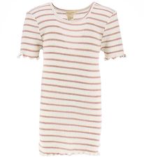 Minimalisma T-shirt - Silk/Cotton - Flower - Dusty Stripes