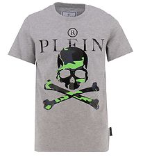 Philipp Plein T-Shirt - Gris Chin av. Tte de squelette