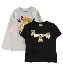 Moschino Blouse/T-shirt - Grey Melange/Black w. Logo