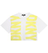 DKNY T-paita - Rajattu - Valkoinen/Lemon