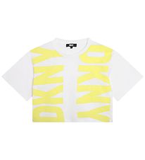 DKNY Stuttermabolur - Skera - Hvítt/Lemon