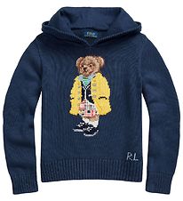 Polo Ralph Lauren Hoodie - Gebreid - Bekijk Hill - Blauw m. Knuf