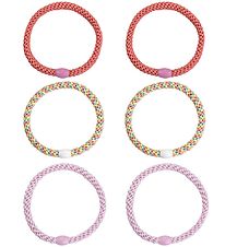 Kknekki Elastics - 6-Pack - Slim - Pastel Glitter/Light rose Gli