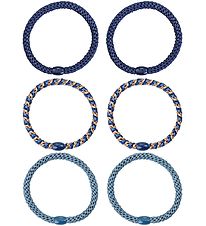 Kknekki Elastic Hair Bands - 6-Pack - Slim - Blue