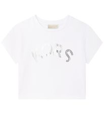 Michael Kors T-Shirt - Bijgesneden - Wit m. Zilver