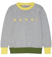 Marni Bluse - Strick - Grau Meliert m. Gelb/Armygrn