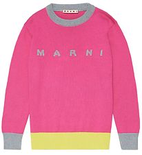 Marni Blouse - Knitted - Pink w. Grey Melange/Yellow
