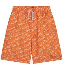 Karl Lagerfeld Swim Trunks - Orange w. White