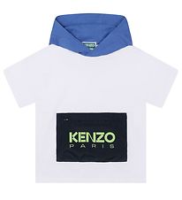 Kenzo T-shirt m. Huva - Vit m. Bl/Marinbl