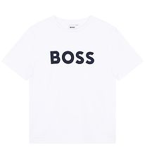 BOSS Stuttermabolur - Hvítur M. Dökkblátt