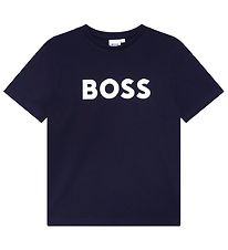 BOSS Stuttermabolur - Dökkblátt M. Hvítur