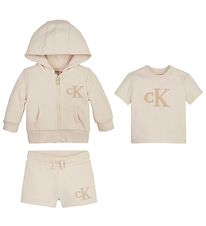 Calvin Klein Set - Cardigan/T-Shirt/Shorts - Whitecap Grau