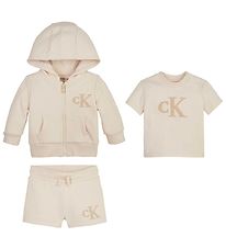 Calvin Klein Sett - Cardigan/Stuttermabolur/Stuttbuxur - Whiteca