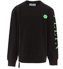 Philipp Plein Sweat-shirt - Noir/Vert av. Crne