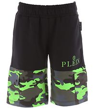 Philipp Plein Shorts en Molleton - Noir/Vert Camouflage