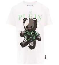 Philipp Plein T-shirt - White/Black/Green w. Rhinestone