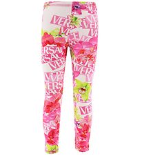 Versace Leggings - Logo Orchid - White/Pink Floral