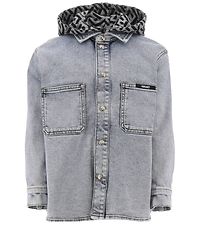 Versace Denim Jacket w. Hood - Blue Medium+ w. Grey Melange/Blac