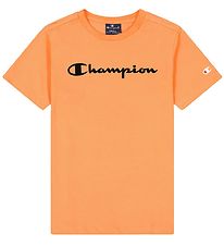 Champion T-shirt - Crew neck - Orange w. Logo
