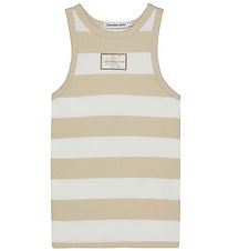 Calvin Klein Hlýrabolur - Rib - Bright White/Classic+ Drapplitað