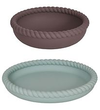 OYOY Plate & Bowl - Silicone - Mellow - Pale Miny/Choco