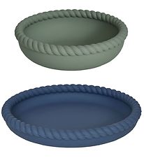 OYOY Dinner Set - Silicone - 2 Parts - Mellow - Blue/Olive