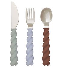OYOY Cutlery - Silicone - Mellow Cutlery - Pale Mint/Choko/Ice B
