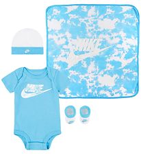 Nike Gift Box - Bodysuit s/s/Beanie/Socks/Blanket - Baltic Blue