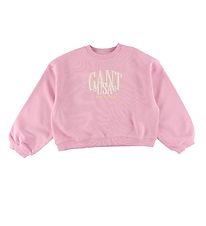 GANT Sweatshirt - C-Ausschnitt - Cropped - Milchig Pink