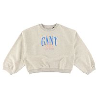 GANT Sweatshirt - C-Ausschnitt - Gummi Grey Melange