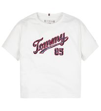 Tommy Hilfiger Stuttermabolur - Palíettur Tee - Hvítar