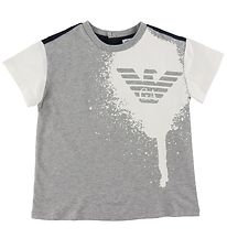 Emporio Armani T-shirt - Grey Melange/Navy w. White