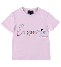 Emporio Armani Stuttermabolur - Ljós fjólublátt M. Útsaumur