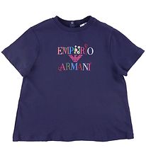 Emporio Armani Stuttermabolur - Blu Mora M. Prentað