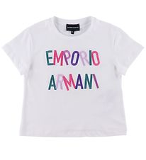 Emporio Armani Stuttermabolur - Hvítur M. Útsaumur
