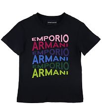 Emporio Armani Stuttermabolur - Dökkblátt M. Prentað/Glimmer