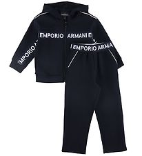 Emporio Armani Cardigan/Trousers - Navy w. Logo Stripe