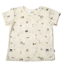 Joha T-shirt - Wool/Silk - White w. Print