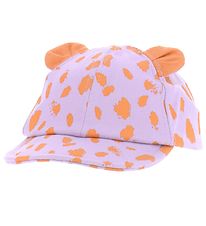 Stella McCartney Kids Kappe - Lila/Orangefarbener Lepoard-Print