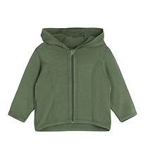 Hust and Claire Cardigan w. Hood - Curd - Bamboo - Turtle Green