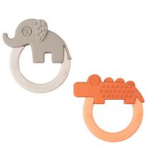 Done by Deer Teether - 2-Pack - Deer Friends - Papaya/Sand