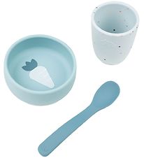Done by Deer Dinner Set - Silicone - 3 Parts - Blue