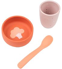 Done by Deer Dinner Set - Silicone - 3 Parts - Papaya