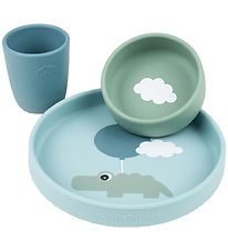 Done by Deer Dinner Set - 3-Pack - Silicone - Happy Clouds - Blu