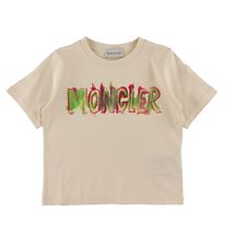 Moncler T-Shirt - Beige av. Rose/Vert