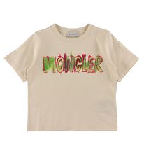 Moncler T-Shirt - Beige m. Pink/Grn