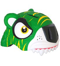 Crazy Safety Bicycle Helmet w. Light - Tiger - Green
