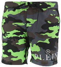 Philipp Plein Shorts de Bain - Gris/Citron Camouflage