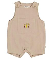 Wheat Summer Romper - Elif Embroidery - Dark Sand w. Vegetables