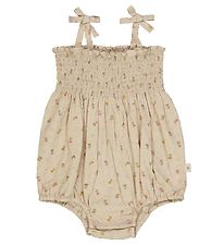 Wheat Summer Romper - Lucie - Fossil Flowers Dot